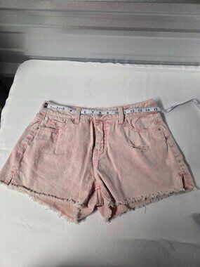 Time and Tru Pink Denim High Rise Cutoff Shorts Size 4